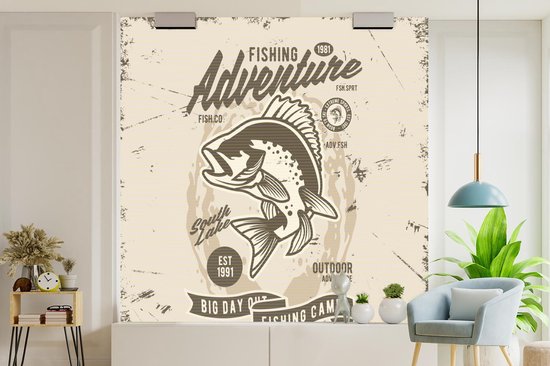 Papier peint - Papiers Papier peint photo Poissons - Rétro - Citation - Largeur 280 cm x Hauteur 280 cm