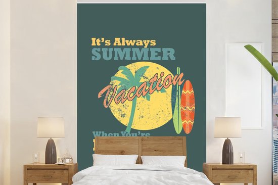 Behang - Fotobehang Vintage - Zomer - Surf - Breedte 195 cm x hoogte 300 cm