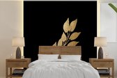 Behang - Fotobehang Goud - Blad - Tak - Breedte 350 cm x hoogte 350 cm