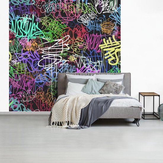 Behang - Fotobehang Street art - Vintage - Verf - Breedte 220 cm x hoogte 220 cm