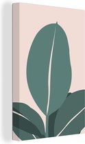 Toile Peinture Eté - Feuilles - Pastel - 60x90 cm - Décoration murale