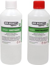 Mr.Boat Epoxy Giethars voor grote gietingen - 1400 gram - Transparante Resin / Epoxyhars - Met UV blocker - Mengbekers - Handschoenen – Tongspatels