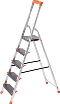 Nancy's Cahore Ladder - Treden - Opvouwbaar - Aluminium - Anti-Tip - Gereedschapsbakje - Zwart - Oranje