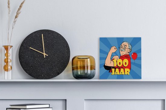 Peinture sur toile Anniversaire - Homme - 100 - 20x20 cm - Décoration murale