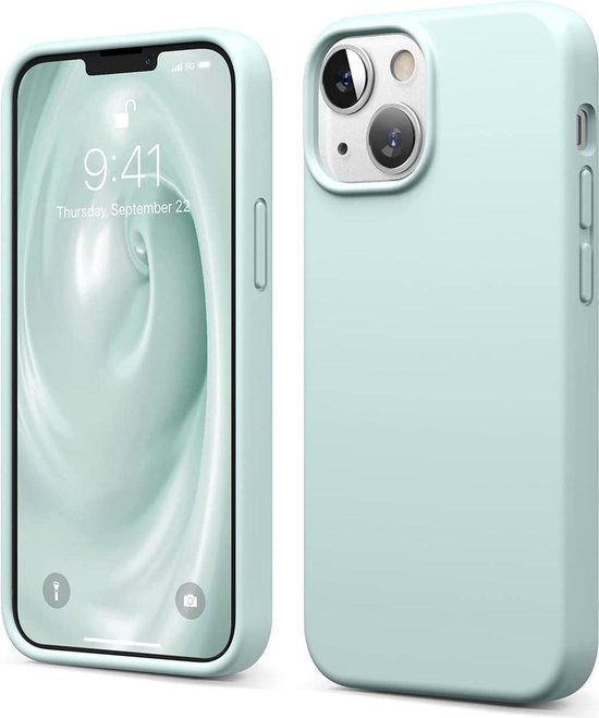 Coque Apple iPhone 13 Turquoise & 2 Pièces Protecteur d'écran en Verres - Coque Arrière en Siliconen