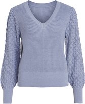 VILA VICHASSA REV NEW V-NECK L/S KNIT TOP Dames Trui  - Maat S