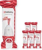 Brabantia PerfectFit sac poubelle avec fermeture code J, 20-25 litres, 6 rouleaux x 20 pcs - White