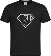 Zwart t-Shirt met letter N “ Superman “ Logo print Wit Size S