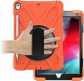 Case2go - Tablet hoes geschikt voor iPad 2021 - 10.2 Inch - Hand Strap Armor Case - Oranje