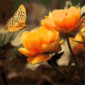 Leeuweriks Diamond Painting | Gele vlinder op gele bloem | 50x50 | Vierkante steentjes | Gemaakt in Nederland | Snelle levering