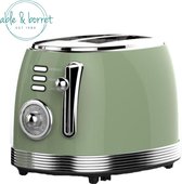 Broodrooster | Broodroosters | Broodrooster retro | Retro broodrooster | Toaster broodrooster | 2 brede sleuven | 6 standen | 850W | RVS | Groen | Able & Borret
