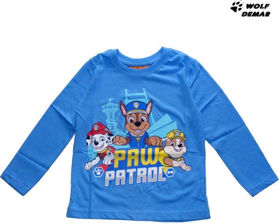 Paw Patrol Nickelodeon Longsleeve - T-shirt - Koningsblauw. Maat 128 cm / 8 jaar