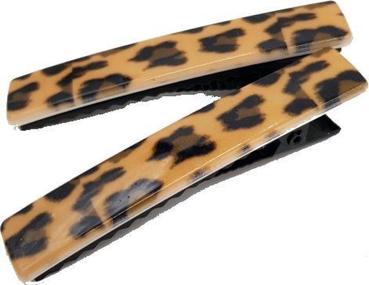Haarspelden panter print Bruin-haarschuifjes - haarclips leopard print -haaraccessoire voor volwassenen -meisje - kind- 2 stuks- Kerstcadeau| Valentijnsdag