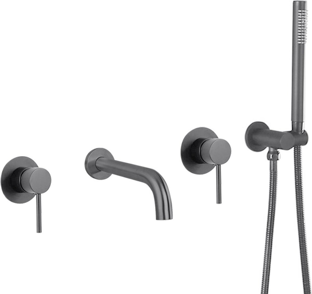 Mawialux inbouw badmengkraankraan - Rond - Gunmetal Grey - Madal