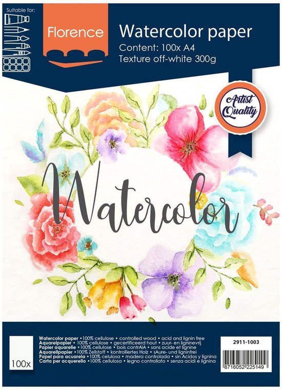 Florence Aquarelpapier – Offwhite – A4 – 300g – 100 vellen