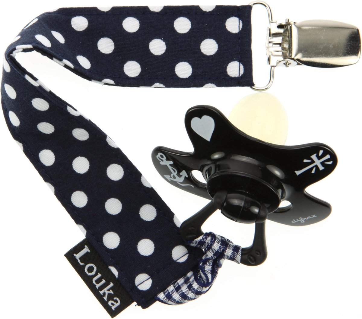 Goedkoopste Louka Speenkoord donkerblauw met witte stip - speenketting