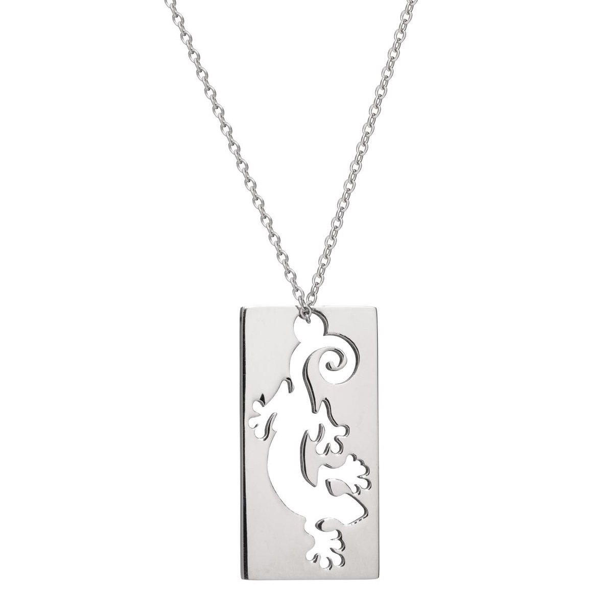 Di Lusso - Collier Gecko - Stainless Steel - Zilverkleurig - Heren - 60 cm