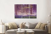 Schilderij -  Magisch bos, paars, 120x80cm, 3 luik, premium print
