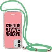 Casetastic Apple iPhone 12 / iPhone 12 Pro Hoesje met koord - Lanyard Case - Hakuna Matata Bitches Print