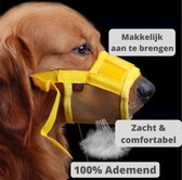 Sharon B | Muilkorf | Geel | maat XL | voor grote honden | 100% diervriendelijk | hondentraining | tegen agressie, bijten en blaffen | comfortabel | machine wasbaar | nagels knippen en schere