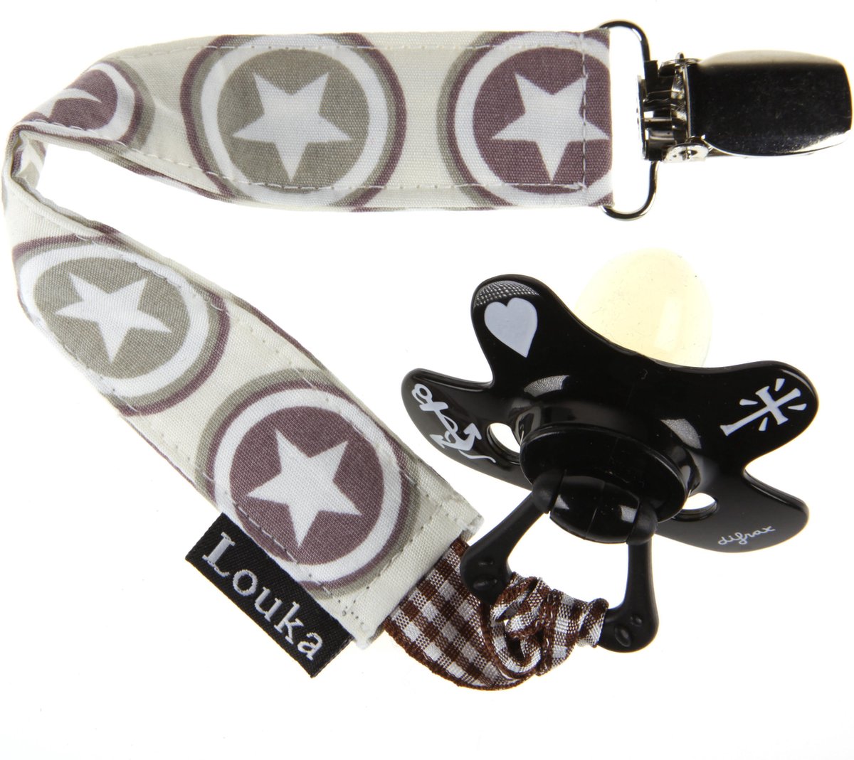 Goedkoopste Louka Speenkoord cirkel en ster bruin - speenketting