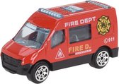 hulpdienstvoertuig Brandweerbus 7 cm staal rood/zwart