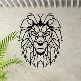 Metalen Leeuwenhoofd - Formaat 40 x 50 cm | Metal Lion Head | Zwart  - Hoagard Wanddecoratie, Muurdecoratie | Huisgift voor dierenliefhebbers | Modern style