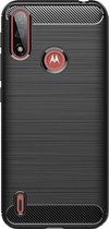 Shop4 - Motorola Moto E7 Power 4G Hoesje - Zachte Back Case TPU Siliconen Brushed Carbon Zwart