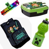 Minecraft rugzak Survival MODE! | Set 3-delig | Rugzak 36cm 2 vakken 12L - Rugtas + Lunchbox + Drinkfles