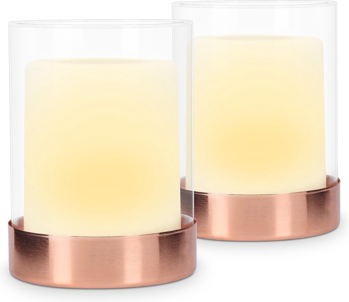 Navaris LED tuinkaarsen met flikkereffect - Set van 2 stuks - Outdoor kaarslantaarn voor tuin en terras - Oplaadbare tuinverlichting