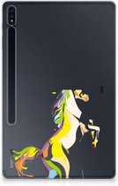 Hoes Samsung Galaxy Tab S7 Plus Tablethoes Kinderen Horse Color met transparant zijkanten