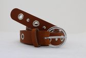 LABEL84 - Damesriem - 1 maat - Riem dames - Riem dames voor jurk - Riem dames met studs - Cognac - Eyelets - Studs - tailleriem