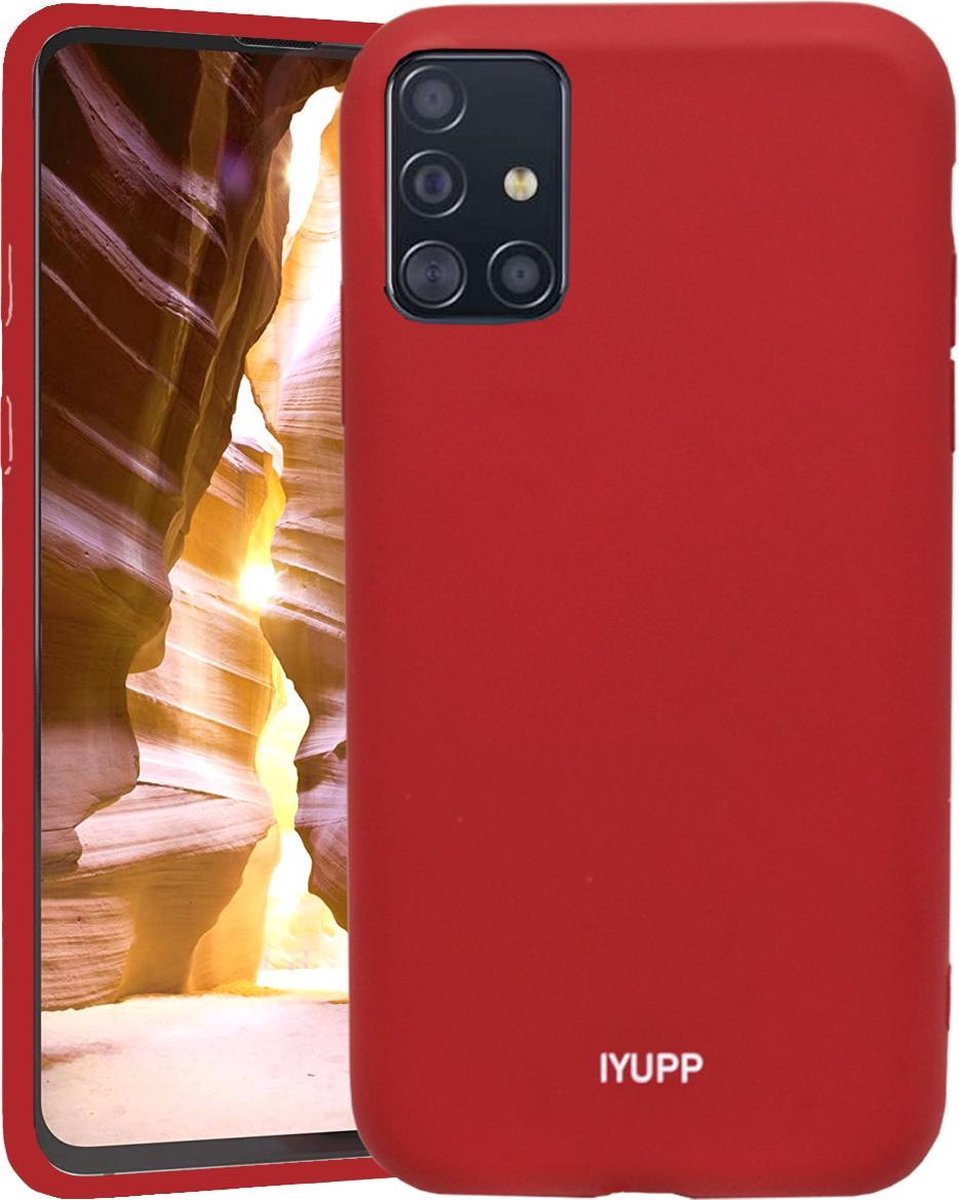 IYUPP Siliconen telefoonhoesje geschikt voor Samsung Galaxy A51 Hoesje Rood