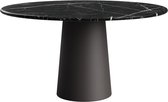 FLOW Ronde Eettafel - Nero Marquina Zwart Marmer (Grijsbruine Cilinder) - 120 x 120 x 76  - Gepolijst Recht