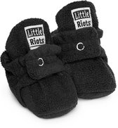 Little Riots - babyslofjes - fleece original - zwart - slofjes voor je baby, dreumes en peuter voor jongens en meisjes - 0-3 Maanden (9cm) - schoenmaat 13-15