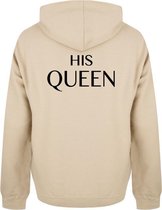 THE KING & HIS QUEEN couple hoodies beige (QUEEN - maat S) | Matching hoodies | Koppel hoodies