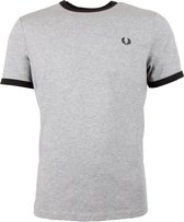 Fred Perry T-shirt - Mannen - Licht grijs - Zwart