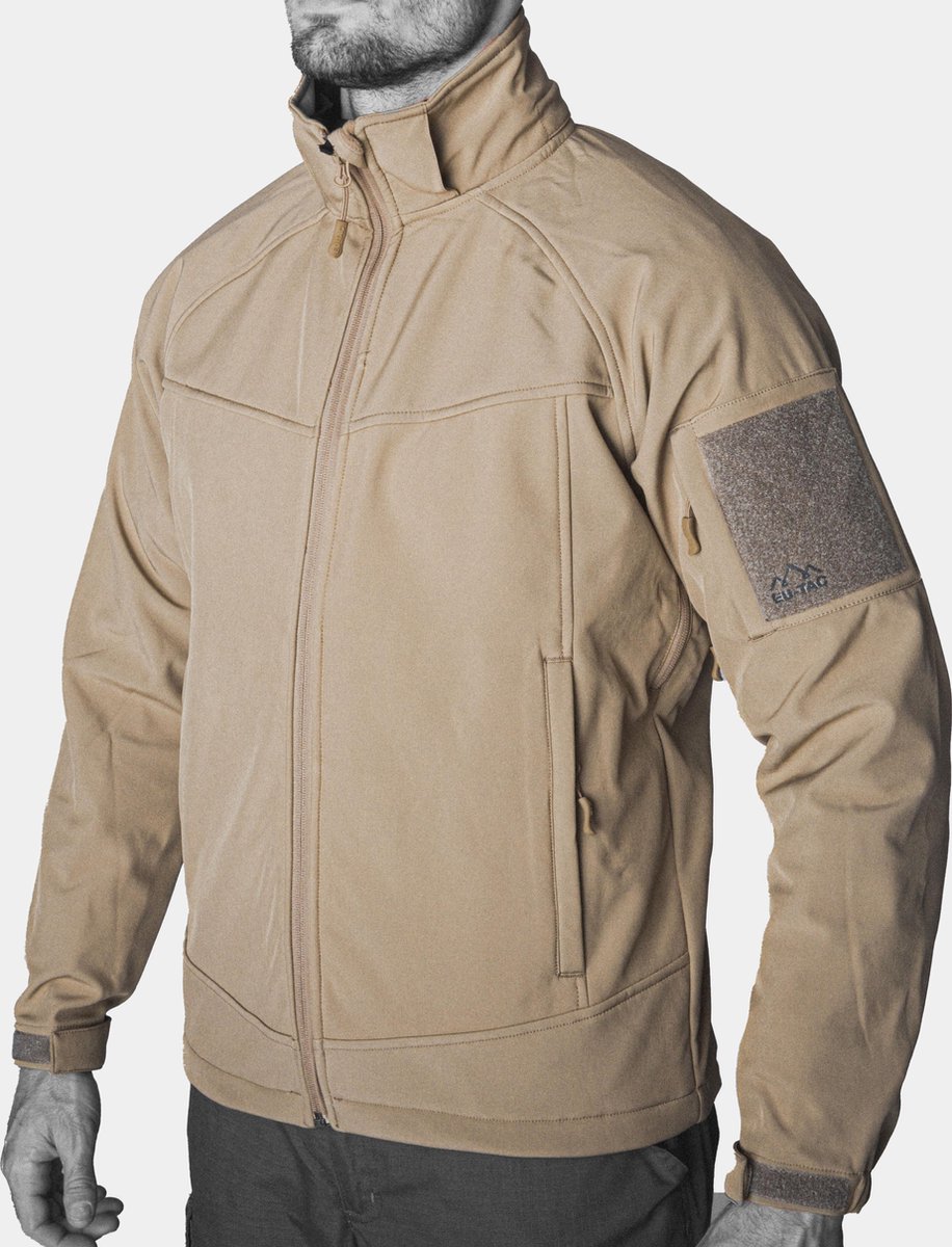 EU-TAC Tactical Jacket - Militaire Jas - Airsoft Jas - Soft Shell - Softshell - Outdoor Jas - Outdoor Jacket - Airsoft - Bruin - Brown - Sand - Maat M