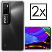 Hoes Geschikt voor Poco M3 Pro Hoesje Cover Siliconen Back Case Hoes - 2x - Transparant