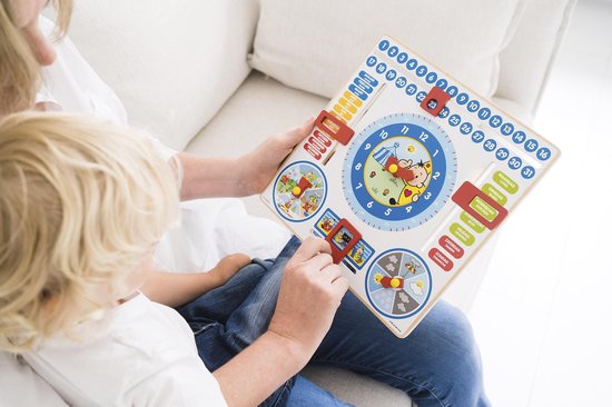 Bumba houten speelgoed kalenderklok leerklok oefenklok - peuter kleuter speelgoed - Bambolino Toys - Bambolino