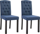 Eetkamerstoelen 2 stuks stof blauw gecapitonneerd