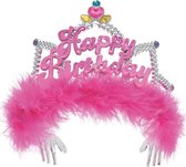 Prinsessen Kroontje Happy Birthday Plastic Roze