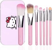 Hello Kitty - Make Up Borstels - 7-delige Kwastenset - Roze - Make Up Set Voor Kinderen - Inclusief Etui - Hello Kitty Verjaardag