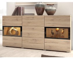 Commode Babel, Sanremo Eik, Dressoir met 2 deuren en 3 ladesn, zonder led