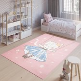 Tapiso Jolly Vloerkleed Speelkleed Woonkamer Slaapkamer Kinderkamer Babykamer Roze Kat Design Interieur Duurzaam Hoogwaardig Kindertapijt Maat - 140x200