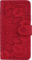 Hoesje geschikt voor iPhone SE 2020 - Bookcase - Pasjeshouder - Portemonnee - Mandalapatroon - Kunstleer - Rood
