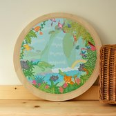 Liefs Jansje | Houten wandcirkel kinderkamer | Muurcirkel hout | Wanddecoratie | Wandbord | Thema Jungle | 30 cm | Met ophangoogje | Educatieve wandcirkel