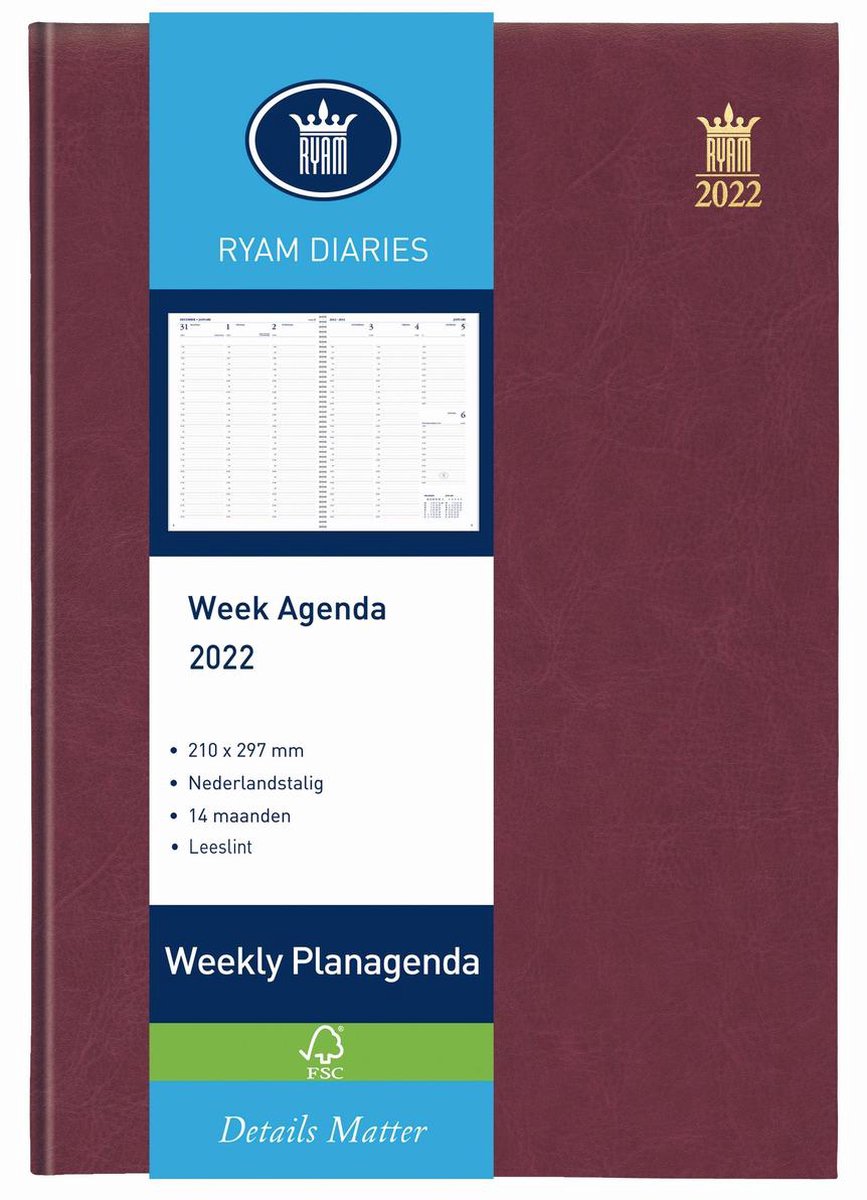 Agenda 2023 ryam weekly 7d/2p bordeaux