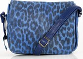 Leren Dames Schoudertas / Crossbodytas Blauw&Zwart