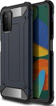 Samsung Galaxy A03s Hoesje - MobyDefend Dubbelgelaagde Shockproof Pantsercase - Navy Blauw - GSM Hoesje - Telefoonhoesje Geschikt Voor: Samsung Galaxy A03s